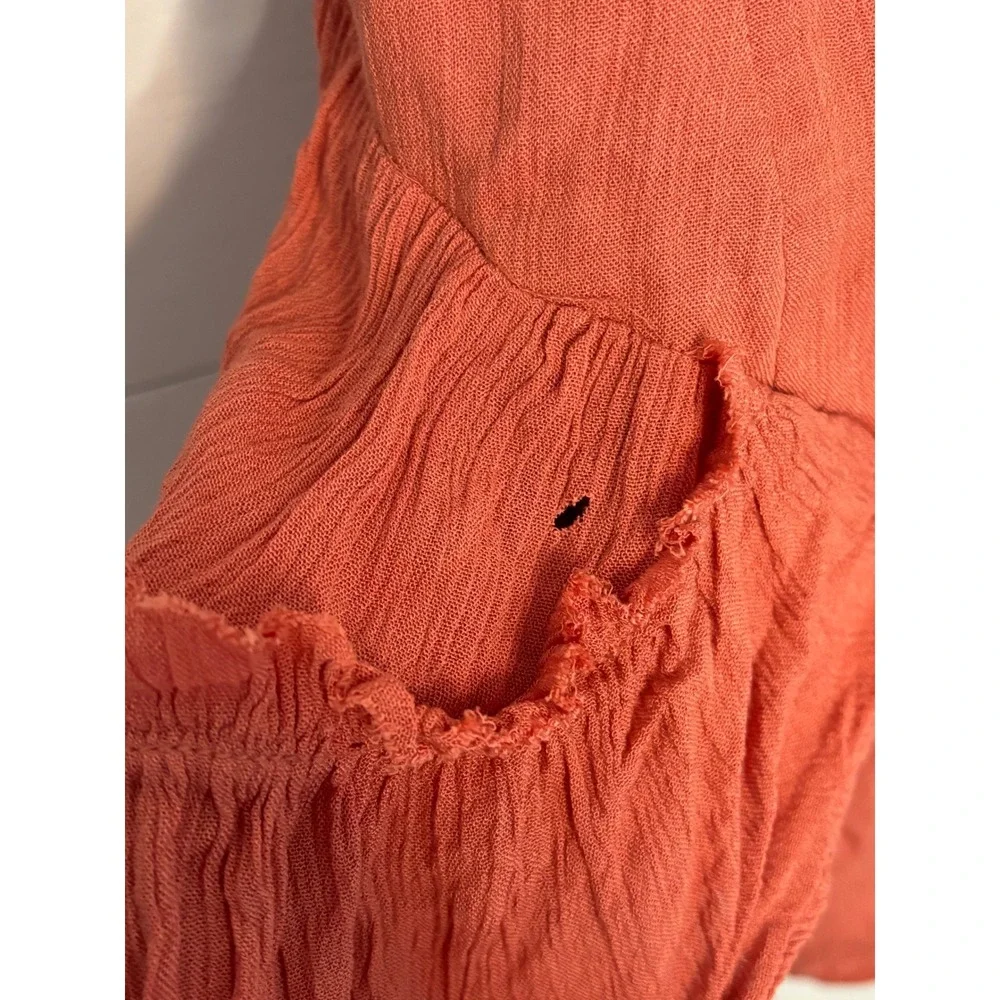 Free People Romper Lace Up Ruffle Sleeveless Coral Casual XS